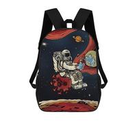 sinyumoney 3D Printed Backpack Astronaut Fighting Virus in Space Children's School Bags Book Bags Travel Lightweight Backpack Boys Girls School Bag for Middle School Students 17inch