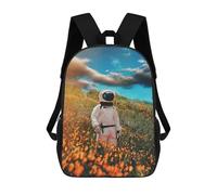 sinyumoney 3D Printed Backpack Astronaut in Flower Field -1 Children's School Bags Rucksacks High Capacity Travel Kids School Bag Fashion Book Bags Boy Girl Back Pack 17inch
