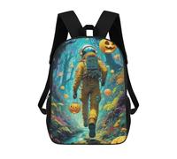 sinyumoney 3D Printed Backpack Astronaut in Halloween Forest -1 Children's School Bags Rucksacks High Capacity Travel Kids School Bag Fashion Book Bags Boy Girl Back Pack 17inch