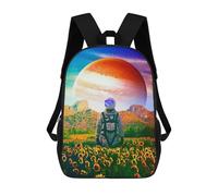 sinyumoney 3D Printed Backpack Astronaut in Sunflower Field Children's School Bags Book Bags Travel Lightweight Backpack Boys Girls School Bag for Middle School Students 17inch