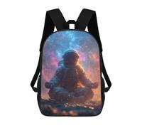 sinyumoney 3D Printed Backpack Astronaut Meditating in Space-2 Children's School Bags Rucksacks High Capacity Travel Kids School Bag Fashion Book Bags Boy Girl Back Pack 17inch
