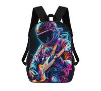 sinyumoney 3D Printed Backpack Astronaut Playing Guitar Children's School Bags Rucksacks High Capacity Travel Kids School Bag Fashion Book Bags Boy Girl Back Pack 17inch