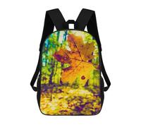 sinyumoney 3D Printed Backpack Autumn Leaf Close-Up Children's School Bags Rucksacks High Capacity Travel Kids School Bag Fashion Book Bags Boy Girl Back Pack 17inch