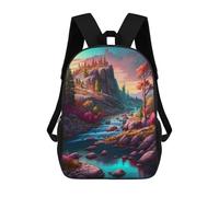 sinyumoney 3D Printed Backpack Autumnal Riverscape with Waterfall Children's School Bags Rucksacks High Capacity Travel Kids School Bag Fashion Book Bags Boy Girl Back Pack 17inch