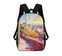 sinyumoney 3D Printed Backpack Barcelona Art Children's School Bags Rucksacks High Capacity Travel Kids School Bag Fashion Book Bags Boy Girl Back Pack 17inch