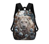 sinyumoney 3D Printed Backpack Beautiful White Lion in Bloom Children's School Bags Rucksacks High Capacity Travel Kids School Bag Fashion Book Bags Boy Girl Back Pack 17inch