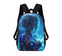 sinyumoney 3D Printed Backpack Blue-Eyed Elf in Blue Children's School Bags Rucksacks High Capacity Travel Kids School Bag Fashion Book Bags Boy Girl Back Pack 17inch