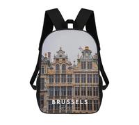 sinyumoney 3D Printed Backpack Brussels in Coordinates Children's School Bags Book Bags Travel Lightweight Backpack Boys Girls School Bag for Middle School Students 17inch