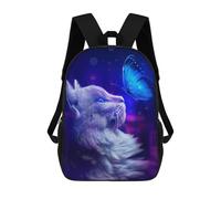 sinyumoney 3D Printed Backpack Cat And Butterfly in Blue Light Children's School Bags Rucksacks High Capacity Travel Kids School Bag Fashion Book Bags Boy Girl Back Pack 17inch