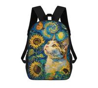 sinyumoney 3D Printed Backpack Cat, Butterfly, And Sunflowers Painting Children's School Bags Rucksacks High Capacity Travel Kids School Bag Fashion Book Bags Boy Girl Back Pack 17inch