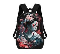 sinyumoney 3D Printed Backpack Cherry Blossom Geisha Art Children's School Bags Rucksacks High Capacity Travel Kids School Bag Fashion Book Bags Boy Girl Back Pack 17inch