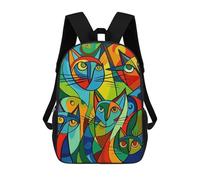 sinyumoney 3D Printed Backpack Colorful Abstract Cats Children's School Bags Rucksacks High Capacity Travel Kids School Bag Fashion Book Bags Boy Girl Back Pack 17inch