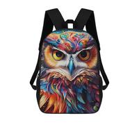 sinyumoney 3D Printed Backpack Colorful Abstract Owl Art-18 Children's School Bags Rucksacks High Capacity Travel Kids School Bag Fashion Book Bags Boy Girl Back Pack 17inch
