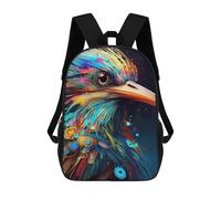 sinyumoney 3D Printed Backpack Colorful Bird Portrait-12 Children's School Bags Rucksacks High Capacity Travel Kids School Bag Fashion Book Bags Boy Girl Back Pack 17inch