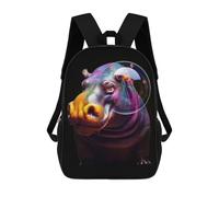 sinyumoney 3D Printed Backpack Colorful Bubble Hippo Children's School Bags Rucksacks High Capacity Travel Kids School Bag Fashion Book Bags Boy Girl Back Pack 17inch