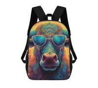 sinyumoney 3D Printed Backpack Colorful Bull Portrait-10 Children's School Bags Rucksacks High Capacity Travel Kids School Bag Fashion Book Bags Boy Girl Back Pack 17inch