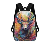 sinyumoney 3D Printed Backpack Colorful Deer Portrait Children's School Bags Book Bags Travel Lightweight Backpack Boys Girls School Bag for Middle School Students 17inch
