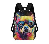 sinyumoney 3D Printed Backpack Colorful Dog in Space Glasses Children's School Bags Book Bags Travel Lightweight Backpack Boys Girls School Bag for Middle School Students 17inch