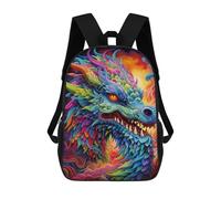 sinyumoney 3D Printed Backpack Colorful Dragon Portrait Children's School Bags Rucksacks High Capacity Travel Kids School Bag Fashion Book Bags Boy Girl Back Pack 17inch