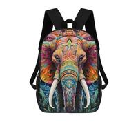 sinyumoney 3D Printed Backpack Colorful Elephant Mandala Art Children's School Bags Rucksacks High Capacity Travel Kids School Bag Fashion Book Bags Boy Girl Back Pack 17inch