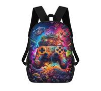 sinyumoney 3D Printed Backpack Colorful Game Controller Artwork Children's School Bags Rucksacks High Capacity Travel Kids School Bag Fashion Book Bags Boy Girl Back Pack 17inch