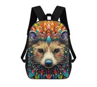 sinyumoney 3D Printed Backpack Colorful Hedgehog Illustration-1 Children's School Bags Rucksacks High Capacity Travel Kids School Bag Fashion Book Bags Boy Girl Back Pack 17inch
