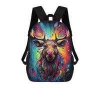 sinyumoney 3D Printed Backpack Colorful Moose Portrait Children's School Bags Book Bags Travel Lightweight Backpack Boys Girls School Bag for Middle School Students 17inch
