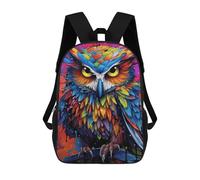 sinyumoney 3D Printed Backpack Colorful Owl Artwork -2 Children's School Bags Rucksacks High Capacity Travel Kids School Bag Fashion Book Bags Boy Girl Back Pack 17inch
