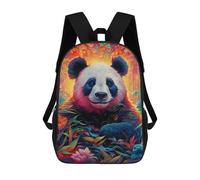 sinyumoney 3D Printed Backpack Colorful Panda in Fantasy Forest Children's School Bags Rucksacks High Capacity Travel Kids School Bag Fashion Book Bags Boy Girl Back Pack 17inch