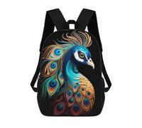 sinyumoney 3D Printed Backpack Colorful Peacock Art Children's School Bags Rucksacks High Capacity Travel Kids School Bag Fashion Book Bags Boy Girl Back Pack 17inch
