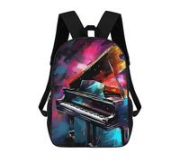 sinyumoney 3D Printed Backpack Colorful Piano Artwork Children's School Bags Rucksacks High Capacity Travel Kids School Bag Fashion Book Bags Boy Girl Back Pack 17inch