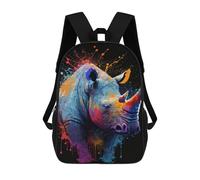 sinyumoney 3D Printed Backpack Colorful Rhino Art Print-4 Children's School Bags Book Bags Travel Lightweight Backpack Boys Girls School Bag for Middle School Students 17inch