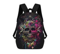 sinyumoney 3D Printed Backpack Colorful Skull Artwork-7 Children's School Bags Book Bags Travel Lightweight Backpack Boys Girls School Bag for Middle School Students 17inch