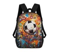 sinyumoney 3D Printed Backpack Colorful Soccer Ball Artwork -5 Children's School Bags Rucksacks High Capacity Travel Kids School Bag Fashion Book Bags Boy Girl Back Pack 17inch