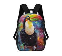 sinyumoney 3D Printed Backpack Colorful Toucan Artwork Children's School Bags Book Bags Travel Lightweight Backpack Boys Girls School Bag for Middle School Students 17inch
