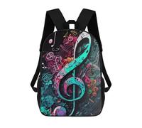 sinyumoney 3D Printed Backpack Colorful Treble Clef Abstract Art Children's School Bags Rucksacks High Capacity Travel Kids School Bag Fashion Book Bags Boy Girl Back Pack 17inch