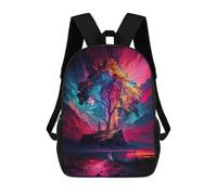 sinyumoney 3D Printed Backpack Colorful Tree in Fantasy Landscape -2 Children's School Bags Rucksacks High Capacity Travel Kids School Bag Fashion Book Bags Boy Girl Back Pack 17inch