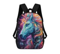 sinyumoney 3D Printed Backpack Colorful Unicorn Artwork Children's School Bags Rucksacks High Capacity Travel Kids School Bag Fashion Book Bags Boy Girl Back Pack 17inch