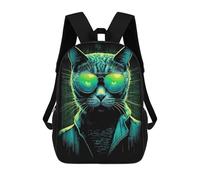 sinyumoney 3D Printed Backpack Cool Cat in Cyberspace 01 Children's School Bags Book Bags Travel Lightweight Backpack Boys Girls School Bag for Middle School Students 17inch