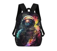sinyumoney 3D Printed Backpack Cosmic Astronaut Portrait-5 Children's School Bags Rucksacks High Capacity Travel Kids School Bag Fashion Book Bags Boy Girl Back Pack 17inch