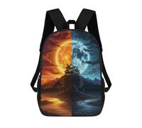 sinyumoney 3D Printed Backpack Day And Night Landscape Children's School Bags Rucksacks High Capacity Travel Kids School Bag Fashion Book Bags Boy Girl Back Pack 17inch