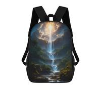 sinyumoney 3D Printed Backpack Divine Light Waterfall Children's School Bags Book Bags Travel Lightweight Backpack Boys Girls School Bag for Middle School Students 17inch