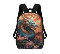 sinyumoney 3D Printed Backpack Dragon Amidst Cherry Blossoms -2 Children's School Bags Rucksacks High Capacity Travel Kids School Bag Fashion Book Bags Boy Girl Back Pack 17inch