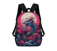 sinyumoney 3D Printed Backpack Dragon Moon Fantasy Children's School Bags Rucksacks High Capacity Travel Kids School Bag Fashion Book Bags Boy Girl Back Pack 17inch