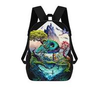 sinyumoney 3D Printed Backpack Dragon's Heartland Fantasy Children's School Bags Rucksacks High Capacity Travel Kids School Bag Fashion Book Bags Boy Girl Back Pack 17inch