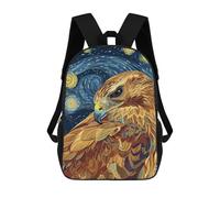 sinyumoney 3D Printed Backpack Eagle in Starry Night Style Children's School Bags Rucksacks High Capacity Travel Kids School Bag Fashion Book Bags Boy Girl Back Pack 17inch