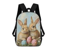 sinyumoney 3D Printed Backpack Easter Bunny Decorations Children's School Bags Rucksacks High Capacity Travel Kids School Bag Fashion Book Bags Boy Girl Back Pack 17inch