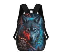 sinyumoney 3D Printed Backpack Electric Wolf Portrait Children's School Bags Book Bags Travel Lightweight Backpack Boys Girls School Bag for Middle School Students 17inch