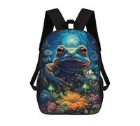 sinyumoney 3D Printed Backpack Enchanted Forest Frog Children's School Bags Book Bags Travel Lightweight Backpack Boys Girls School Bag for Middle School Students 17inch