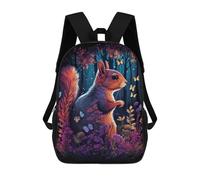 sinyumoney 3D Printed Backpack Enchanted Forest Squirrel Children's School Bags Book Bags Travel Lightweight Backpack Boys Girls School Bag for Middle School Students 17inch